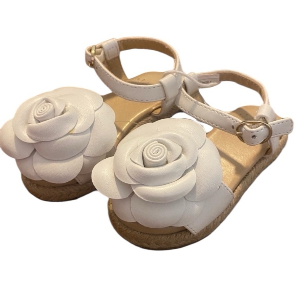 Janie & Jack Girls White Sandals Adjustable New Size 5 🌷